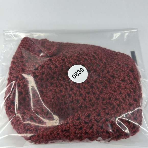 Handmade New The Clem We Yarn Recycled Cotton Red Knit Beanie- Adult S/M - Picture 10 of 10